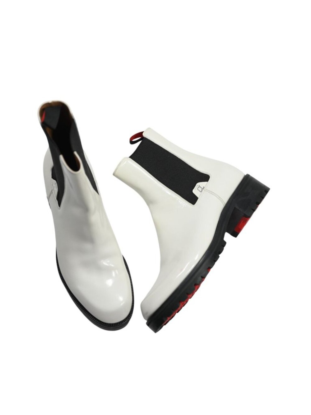 Christian Louboutin Motok Leather Chelsea Boots in White